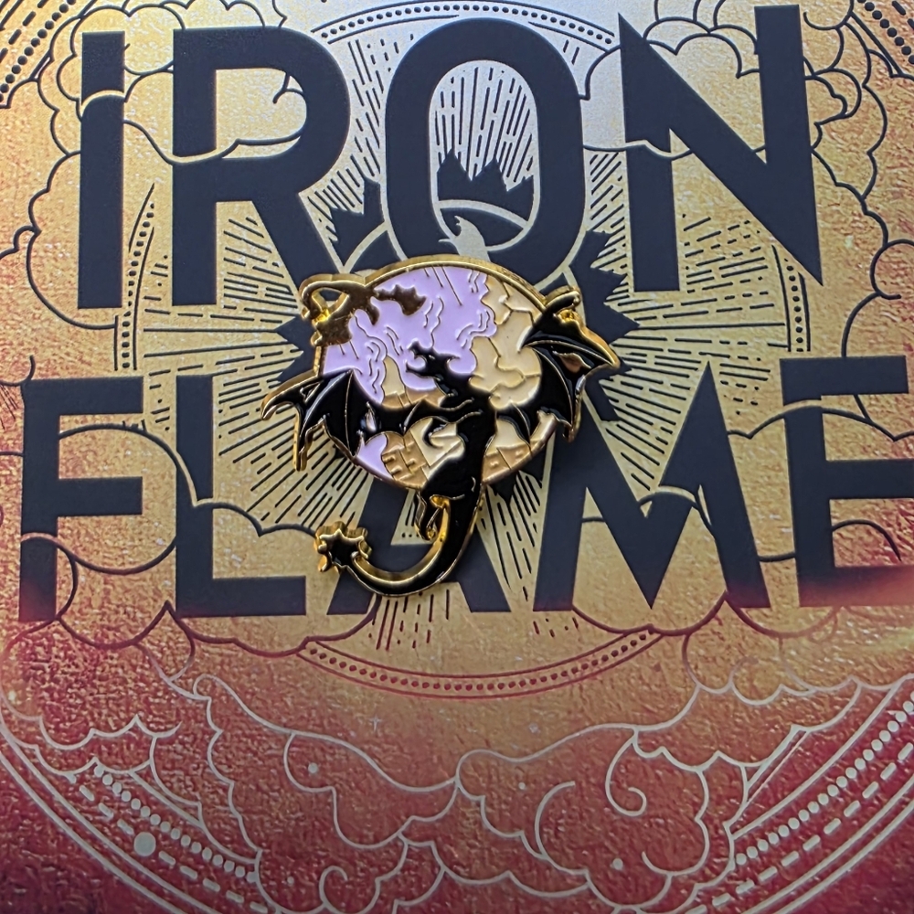 Fourth Wing Iron Flame Gold and Black Dragon Pin